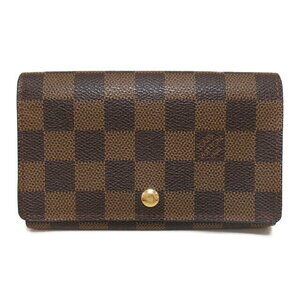 Louis Vuitton L Zipper Bifold Wallet Canvas Damier Leather Brown